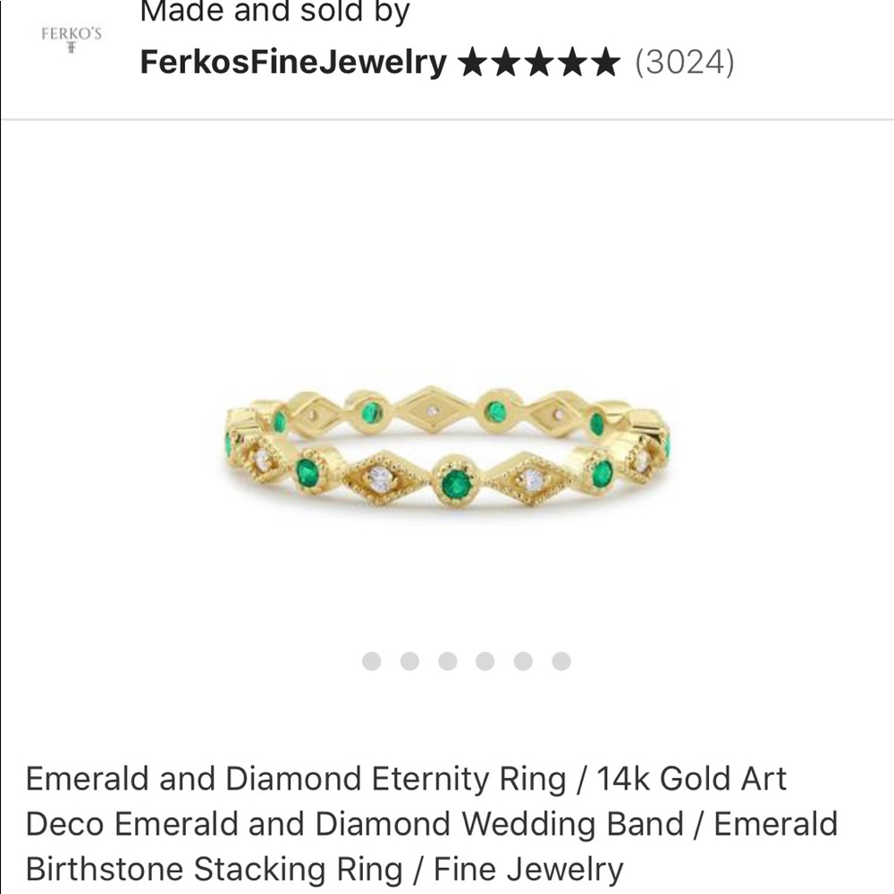 Diamond and Emerald Stackable Rings - Picture 2 of 4